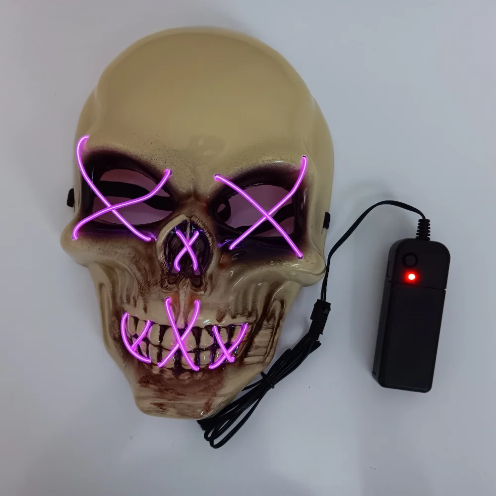 LED Skull Mask with Purple Neon Lights